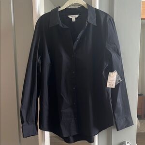 Nine West Black Button Down Shirt Top